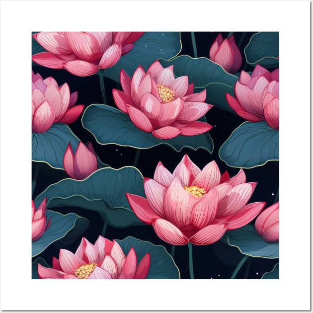 Serenity Blooms: Timeless Lotus Flower Pattern Wall Art by star trek fanart and more